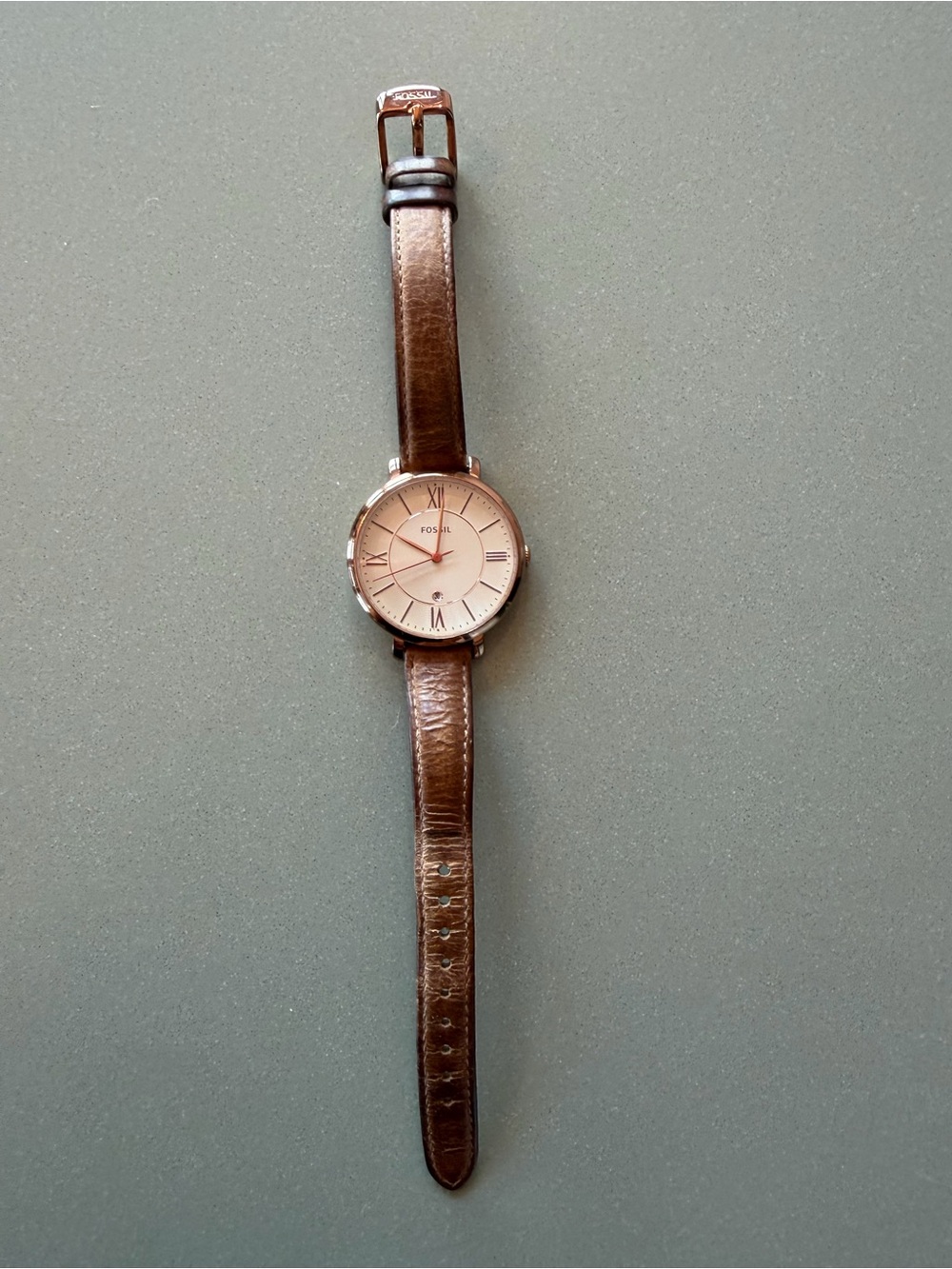 Fossil women’s Brown Leather Strap Watch - Classic Rose Gold Dial